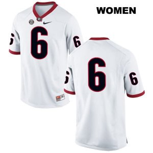 Women's Georgia Bulldogs NCAA #6 Javon Wims Nike Stitched White Authentic No Name College Football Jersey LSL0854DA